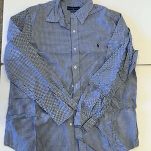 Ralph Lauren Men's Blue Gingham Button Down Shirt